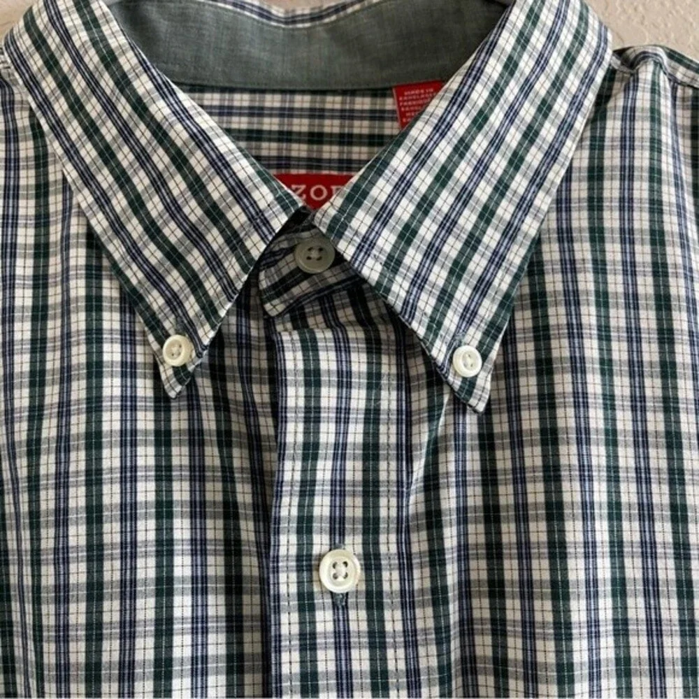 IZOD Long Sleeve Plaid Button Down Mens Shirt 100% Cotton XL - Picture 6 of 8